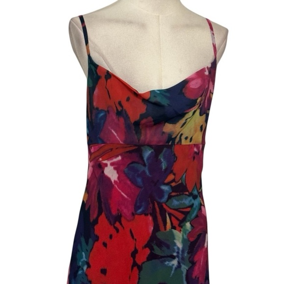 LULUS Meant to Amaze Black Multi Abstract Floral Cowl Slip Maxi Dress size M - Picture 8 of 9